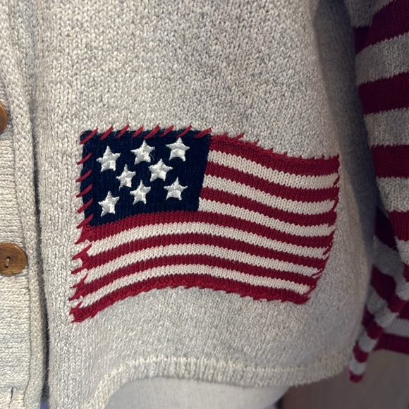 Vintage Stars & Stripes Cardigan Sweater Size Large - Picture 3 of 5